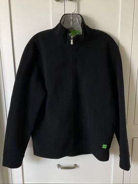 Hugo Boss Black Quarter-Zip Fleece with Green Logo Accent